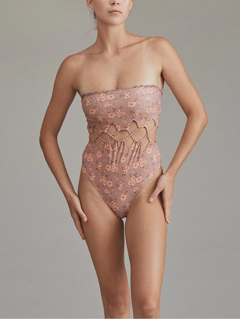 ACACIA Mundaka Strapless Floral One Piece Swimsuit